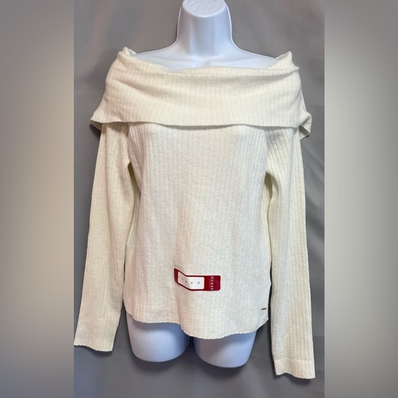 Guess Women's White Off -The Shoulder Pullover Sweater Size‎ XL - Picture 1 of 10